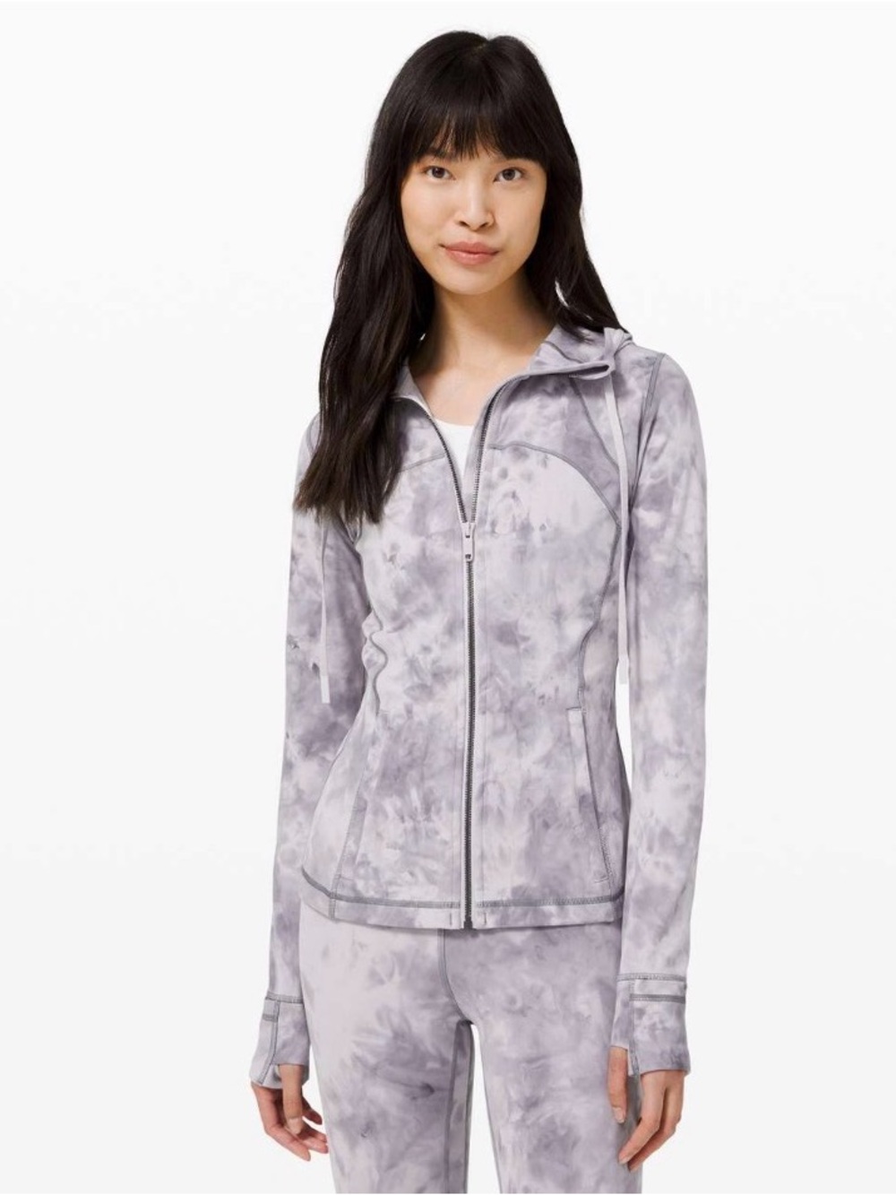 lululemon athletica Gray Tie-Dye Full-Zip Hoodie SZ 8